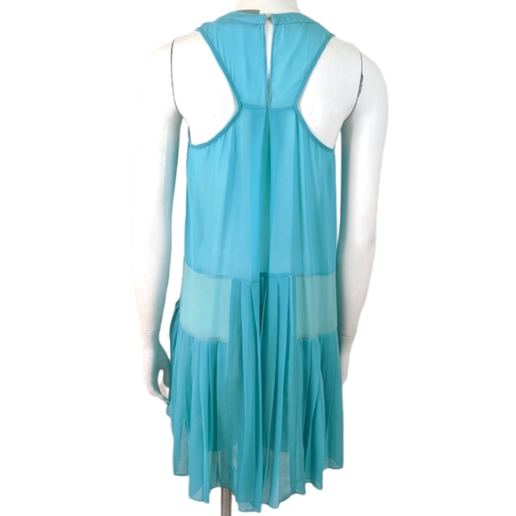Anthropologie Maeve Pleated Racerback Shift Dress Womens Medium Petite Chiffon - Picture 7 of 14